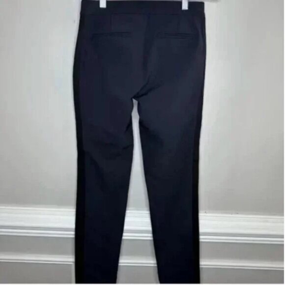 Rebecca Taylor Ava Techy Navy Pants with Tuxedo Black Stripe Size 4 - Picture 4 of 11